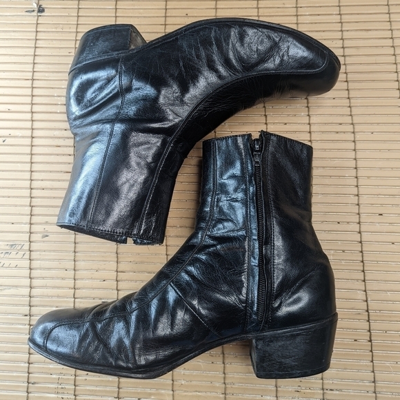 FLORSHEIM Leather Black side zip Ankle Boots Men's Size 8EEE Beatles, Chelsea, C - Picture 4 of 11